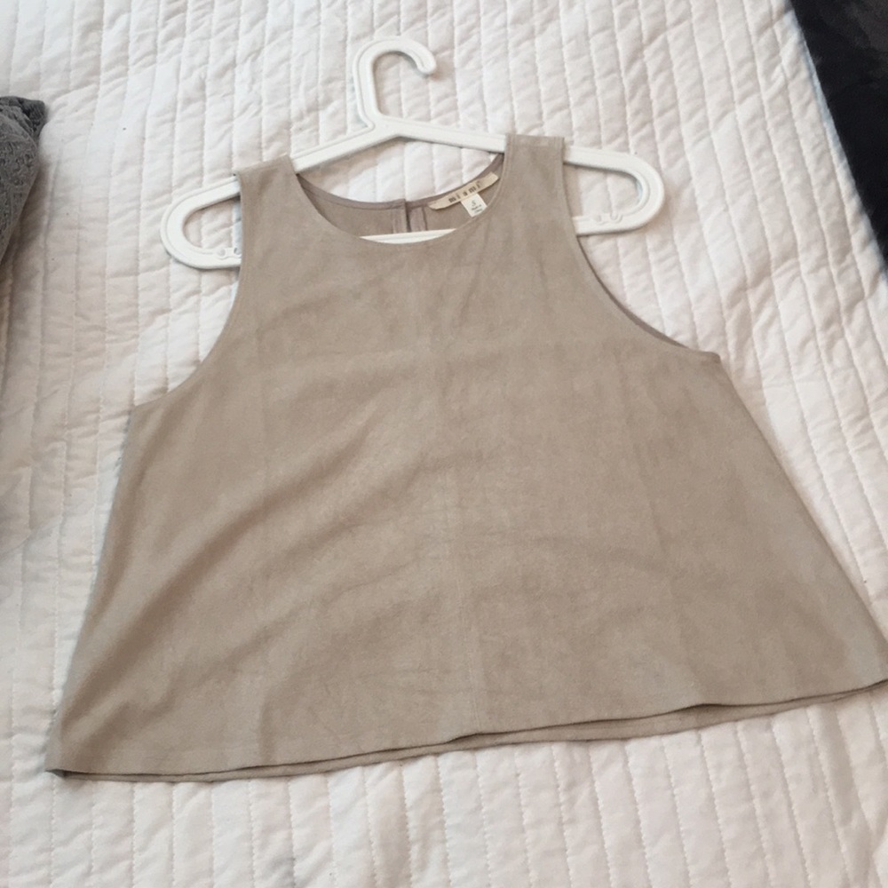 “Suede” sand-colored tank top - high neckline